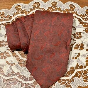 Vintage Dark Red Paisley Wide Tie | Burgundy Retro Statement Necktie